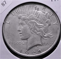 1922 PEACE DOLLAR  VF