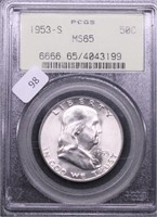 1953 S PCGS MS65 FRANKLIN HALF DOLLAR