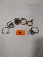 Various costume rings with stones