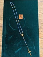 Made in France Blue Bead & Gold Rosary Cross