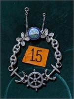 Sterling Silver  Anchor Ship Wheel Bracelet