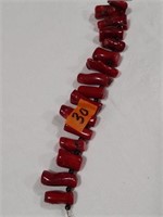 Red Coral bracelet with jet black beads