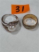 2- Sterling silver rings gold overlay sz 6 & 7.5