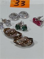 Sterling silver earring with colored stones
