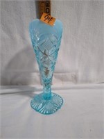 Pressed glass blue vase