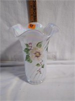 2002 Artist signed Fenton fluted vase