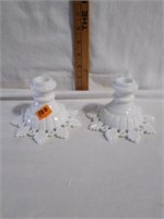 Milk  GLass candle stick holders