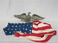 48 STAR U.S. FLAG & BRASS EAGLE: