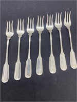 Vintage Set of 7 Pickle Forks Sterling  150 grams