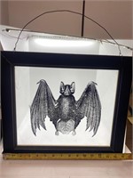 Vampire Bat Engraving Painting Glass Framed