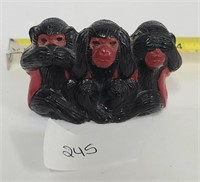 Vintage Hand Carved 3 Monkeys