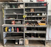 2 Metal Shelving Units with Contents