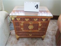 Wooden side table with drawers and 2 doors