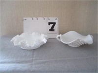 2 hobnail milk glass Fenton candy dishes