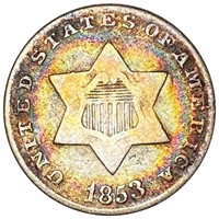1853 Silver Three Cent Piece LIGHT CIRC