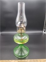 Antique Vaseline Glass Oil Lamp