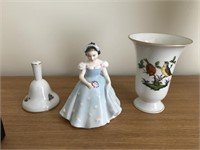 Herend vase, bell and Royal Dalton figure