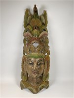Large carved wood Asian mask