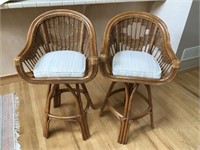 Pair of rattan and wicker stools