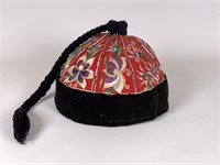 Embroidered Asian hat w/ tassel