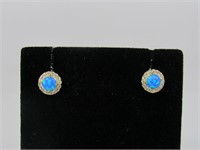 Blue Opal & Diamonds Earrings
