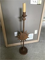 Modern metal candle stand with sunburst
