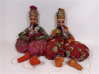 2 Hand painted wooden string puppets