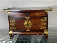 Beautiful brass and wood Asian cabinet