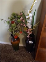 (2) Vases w/ Artificial Flowers