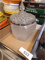 Glass Ice Bucket w/ Tongs & Scoop