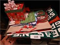 Plastic Container w/ Christmas Bags & Wrap