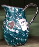 Enameled water pitcher - teal