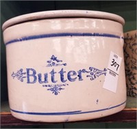 Pottery butter crock with lid