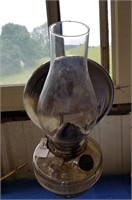 Glass oil lamp with wall mount
