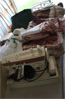 Sewing Machine, Bed Frame, Quilt & Rack