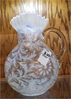 Fenton daisy & fern glass pitcher