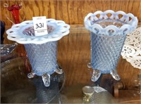 2 Imperial katy blue glass vases