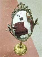Antique brass shaving mirror, heavy