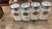 Large milk glass salt and pepper shakers