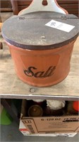 Pottery and wooden top salt box