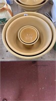 4 pottery bowls. 14, 12, 6 and 5 inches wide