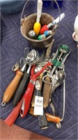 Kitchen utensils and cast iron pot