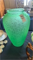 Green floral vase