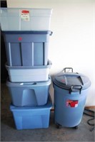 (4) TOTES WITH LIDS, TOTE WITHOUT LID, TRASH CAN11