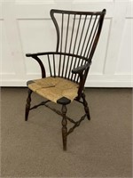 Windsor Style Arm Chair with Rush Seat