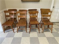 8 Pine Plank Bottom Chairs - Assembled Set