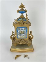 Antique Shelf Clock w/ Painted Porcelain Face