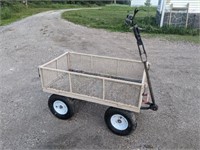 METAL YARD CART WITH DUMP BED AND FOLD-DOWN SIDES