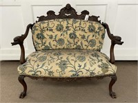 Mahogany Carved Settee