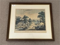 Large Folio Hand Colored Lithograph -Rural Scenery